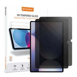 Folie de protectie Ecran Privacy Techsuit ArmorGlass CrystalHD pentru Samsung Galaxy Tab S10+ / Tab S9 FE+, Sticla Securizata, Full Glue, Set 2 bucati