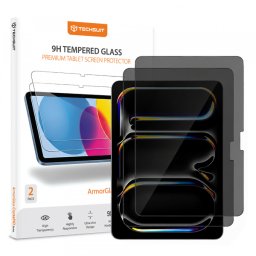 Folie de protectie Ecran Privacy Techsuit ArmorGlass CrystalHD pentru Apple iPad Air 13 (2026), Sticla Securizata, Full Glue, Set 2 bucati