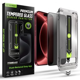Folie de protectie Ecran Privacy Techsuit TitanGlass pentru Apple iPhone 18 Pro Max, Sticla Securizata, Full Glue