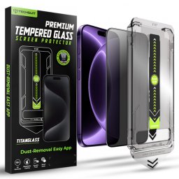 Folie de protectie Ecran Privacy Techsuit TitanGlass pentru Apple iPhone 18 Pro, Sticla Securizata, Full Glue