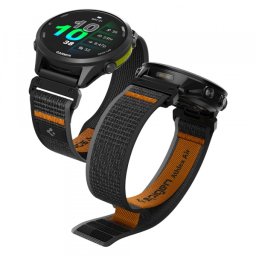 Curea Spigen Athlex Air pentru Garmin Watch Fenix / Forerunner / Approach Series, 22mm, Neagra Portocalie AMP11426