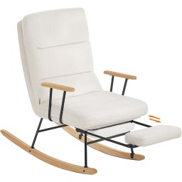 Fotoliu balansoar reglabil SONGMICS cu suport de picioare, textil plusat, crem
