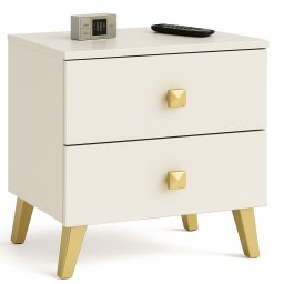 Noptiera MOBI K-02 cu 2 sertare, casmir si detalii aurii, 40x37x43 cm
