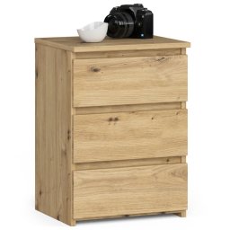 Noptiera cu 3 sertare, PAL laminat 16 mm, stejar artisan, 40x35x57 cm