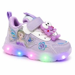 Pantofi sport cu luminite, Model FairyLand, Piele ecologica, Fete, Mov