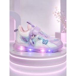 Pantofi sport cu luminite, Model cu fluturas si zana, Piele ecologica, Fete, Mov