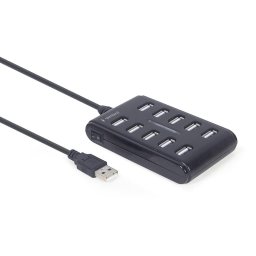 10-port USB 2.0 hub, Black