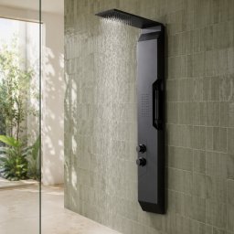 Panou Dus Modern Negru Mat, Hidromasaj, 5657RF