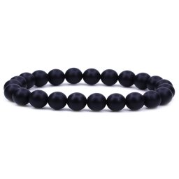 Bratara din Onix negru 4mm, pe elastic, 19cm, sfere mate