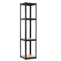 Raft metalic de depozitare cu 4 polite reglabile din MDF, 400 kg, negru