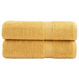 Prosoape de dus premium, SOLUND 2 buc auriu 70x140cm 600 gsm GartenMobel Dekor