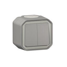 Legrand - Întrerupător dublu pentru scări nr. 6+6 PLEXO IP55 gri