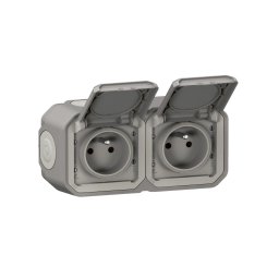 Legrand - Priză dublă de exterior PLEXO 250V IP55 gri