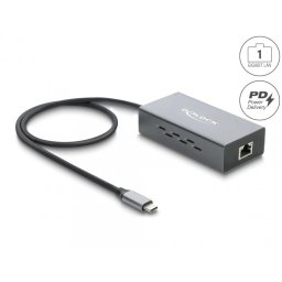 Adaptor retea USB type C la RJ45 Gigabit LAN PoE cu PD, Delock 81633