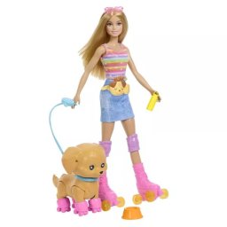 Barbie: Set Plimbare cu Câinii pe Role - Păpușă Blondă