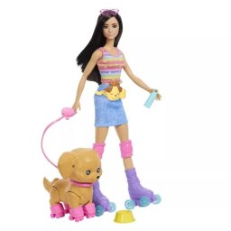 Barbie: Set de Plimbat Câinele pe Role - Păpușă Șatenă