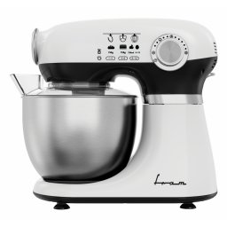 Mixer planetar FPM-D1010WHBK, 1000 W, Bol inox 5 l, Angrenaj metalic, 12 viteze + pulse, Tel inox, Carlig si paleta aluminiu turnat, Alb/Negru