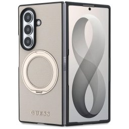 Husa Husa pentru Samsung Galaxy Z Fold8 Ultra - Guess Ring Stand Grained Classic Logo MagSafe (GUHMZFD86PSGRSCLE) - Beige