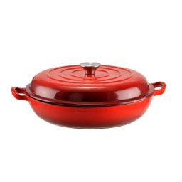 Cratita cu capac din fonta emailata rosie, 2.5 L, Perfect Home