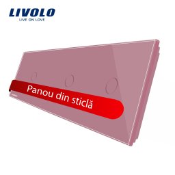 Panou triplu pentru întrerupator touch Livolo din sticla, roz