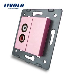 Priza audio Livolo roz pentru montaj în perete si mascarea cablurilor