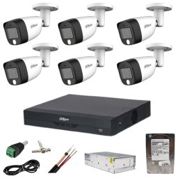 Sistem supraveghere Dahua cu 6 camere 5MP Dual Light si DVR 8 canale, HDD 1TB