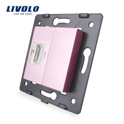 Priza HDMI Livolo roz cu rama din sticla crystal si design modern
