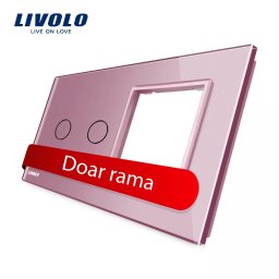 Panou Livolo din sticla roz pentru intrerupator dublu touch si priza