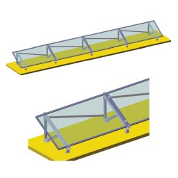 Sistem complet montaj pe beton pentru 4 panouri fotovoltaice, 30°, Breckner