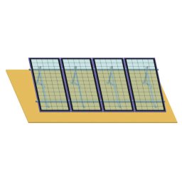 Sistem montaj pe beton pentru 4 panouri fotovoltaice, unghi 20°
