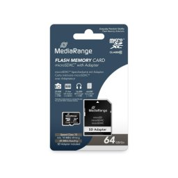 Card de memorie microSDXC MediaRange 64 GB Clasa 10 cu adaptor SD inclus