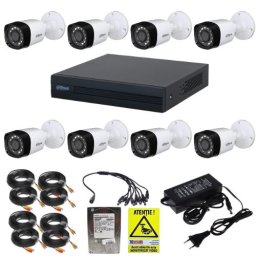 Kit supraveghere Dahua cu 8 camere 2MP IR 20m, DVR 8 canale si HDD 1TB