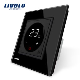 Termostat digital touch Livolo pentru sisteme de incalzire electrica, negru