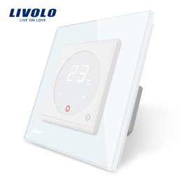 Termostat digital touch Livolo alb pentru sisteme de încalzire electrice