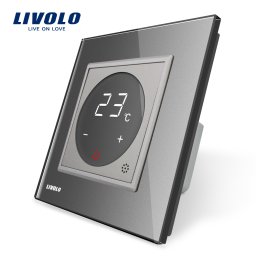 Termostat digital touch Livolo pentru sisteme de încalzire electrica, gri