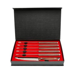 Set 6 cutite pentru steak 12,5 cm, lama zimtata, maner Pakka, Breckner
