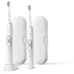 Periuta electrica Philips Sonicare ProtectiveClean 6100 HX6877/34, 62.000 RPM, 3 Moduri, 3 Intensitati, 2 Functii BrushSync, 2 buc (Alb)