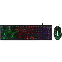 Kit gaming tastatura si mouse Spacer SP-GK-01, Iluminare RGB, Negru