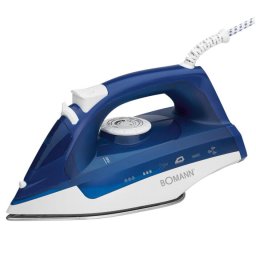 Fier de calcat Bomann, DB 6004 CB, talpa din otel inoxidabil, functie anticalcar, calcare pe orizontala si verticala, auto-curatare, control al aburului, toate tipurile de material, Alb/Albastru
