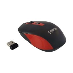 Mouse Spacer SPMO-WS01-BKRD, wireless, 2.4GHz, optic, 1600 dpi, Negru-Rosu