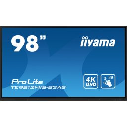 Display Profesional IPS LED Iiyama 97.5"TE9812MIS-B3AG, UHD (3840 x 2160), VGA, HDMI, Boxe, Touchscreen, Negru