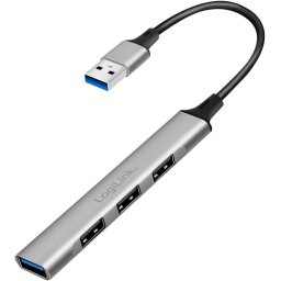 HUB extern LOGILINK, porturi USB-A 3.0 x 1 + USB-A 2.0 x 3, conectare prin USB-A, aluminiu, supratensiune