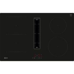 Plita incorporabila cu inductie Neff V58NBS1L0 N 50, cu sistem de ventilatie integrat, 4 zone de gatit, 17 niveluri de putere, functie PowerBoost, 80 cm, putere ventilator 500 m³/h, Negru