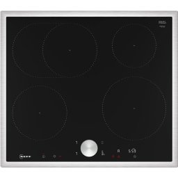 Plita inductie vitroceramica incorporabila Neff T56STF1L0 N 90, 4 zone gatit, 17 trepte de putere, 60 cm, Negru-Otel inoxidabil