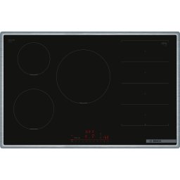 Plita inductie incorporabila vitroceramica Bosch PXV845HC1E Seria 6, 80 cm, 4 zone gatit, Negru-Otel inoxidabil