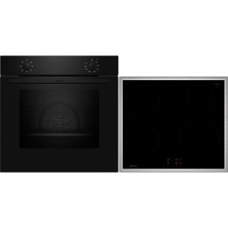 Set cuptor electric incorporat Neff B1DCA0AK0 N30 si o plita cu inductie T46SBE1L0 N50, ambele integrate in format 60 × 60 cm, cuptor 71 l, plita 4 zone gatit, Negru