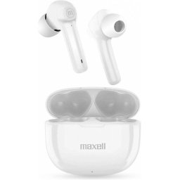 Casti Telefon Maxell Dynamic+, Wireless, cu carcasa de incarcare Bluetooth, Alb