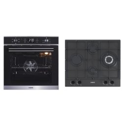 Pachet Samus ONL37 Cuptor incorporabil Samus SC625GDX5, Electric, 75 L, 5 functii + Plita incorporabila SAMUS PSG-64SMGN2, Gaz, 4 arzatoare, Gratare din fonta, Aprindere electrica, Sticla mata, 58 cm,Negru-Inox