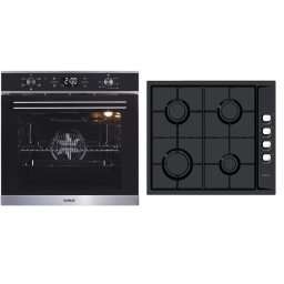 Pachet Samus ONL42 Cuptor incorporabil Samus SC625GDX5, Electric, 75 L, 5 functii (Negru/Inox) + Plita incorporabila Samus PSG-64SB, 7000 W, 4 Arzatoare pe gaz, Gratare metalice, Aprindere electrica, Negru