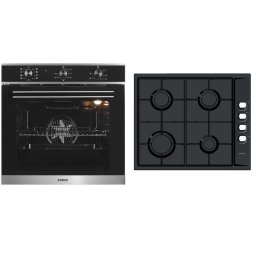 Pachet Samus ONL45 Cuptor incorporabil Samus SC628GX9, 2800 W, 75 l, 9 Functii, Grill, Clasa A (Negru/Inox) + Plita incorporabila Samus PSG-64SB, 7000 W, 4 Arzatoare pe gaz, Gratare metalice, Aprindere electrica, Negru